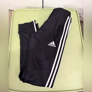 Adidas Kids Black Joggers with White Stripes